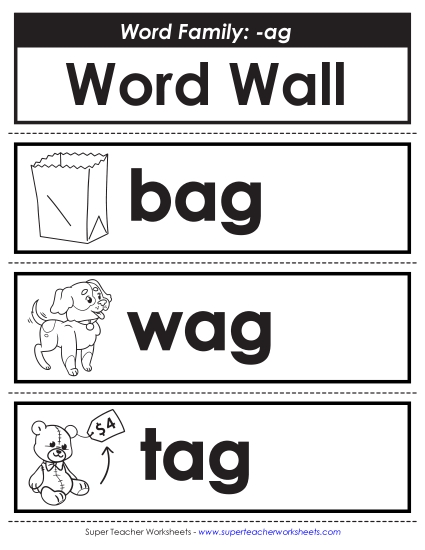 Word Wall - Word Wall: -ag Words (Printable PDF Worksheet)