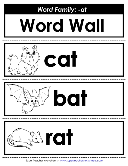 Word Wall - Word Wall: -at Words (Printable PDF Worksheet)