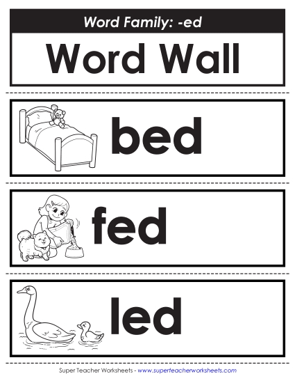Word Wall - Word Wall: -ed Words (Printable PDF Worksheet)