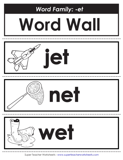 Word Wall - Word Wall: -et Words (Printable PDF Worksheet)