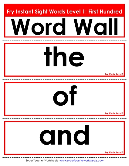 Level 1: First Hundred - Word Wall: Level 1 Level 1: First Hundred - Word Wall: Level 1