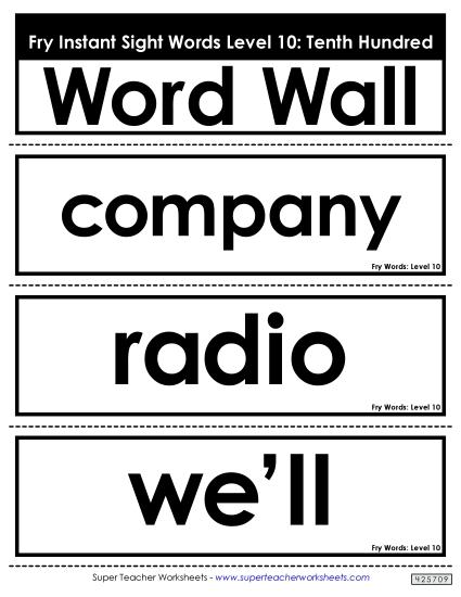 Level 10: Tenth Hundred - Word Wall: Level 10 Level 10: Tenth Hundred - Word Wall: Level 10