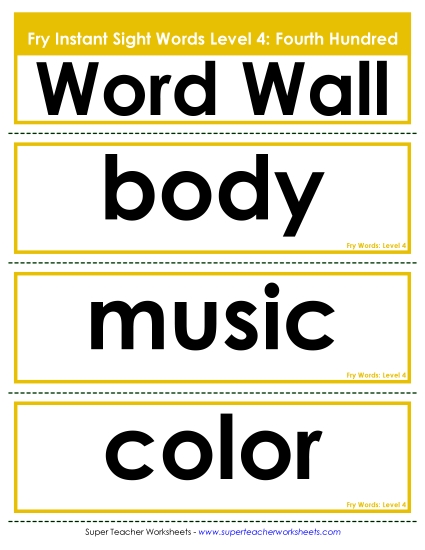 Level 4: Fourth Hundred - Word Wall: Level 4 Level 4: Fourth Hundred - Word Wall: Level 4