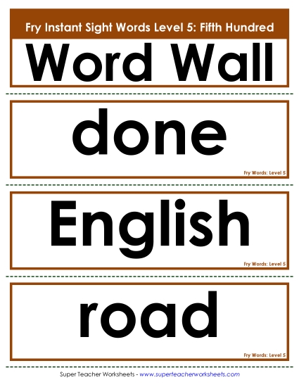 Level 5: Fifth Hundred - Word Wall: Level 5 Level 5: Fifth Hundred - Word Wall: Level 5