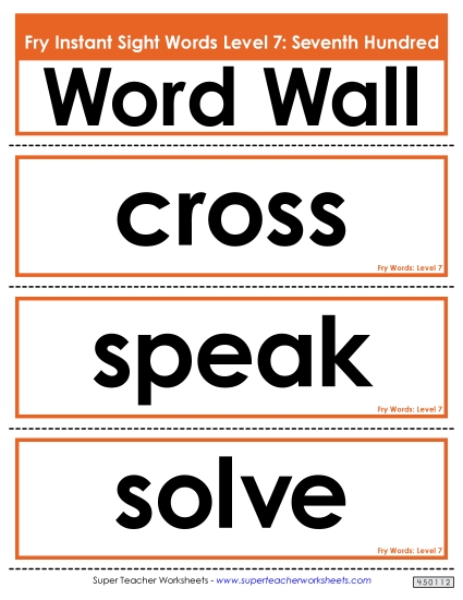 Level 7: Seventh Hundred - Word Wall: Level 7 Level 7: Seventh Hundred - Word Wall: Level 7