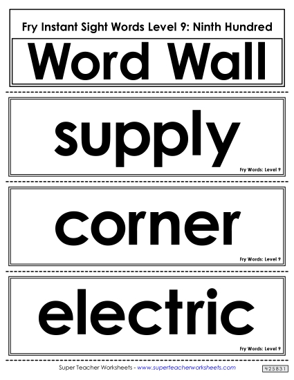 Level 9: Ninth Hundred - Word Wall: Level 9 Level 9: Ninth Hundred - Word Wall: Level 9