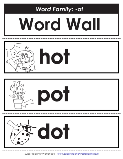 Word Wall - Word Wall: -ot Words (Printable PDF Worksheet)