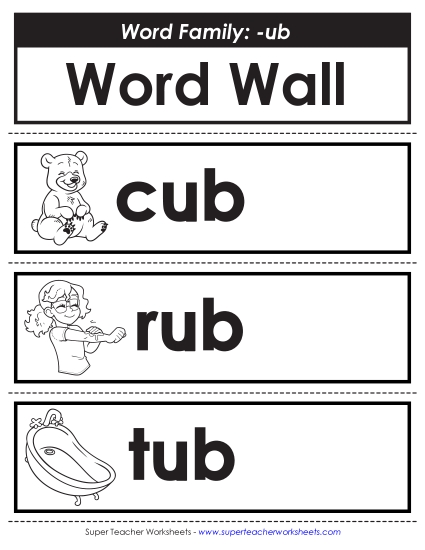 Word Wall - Word Wall: -ub Words (Printable PDF Worksheet)