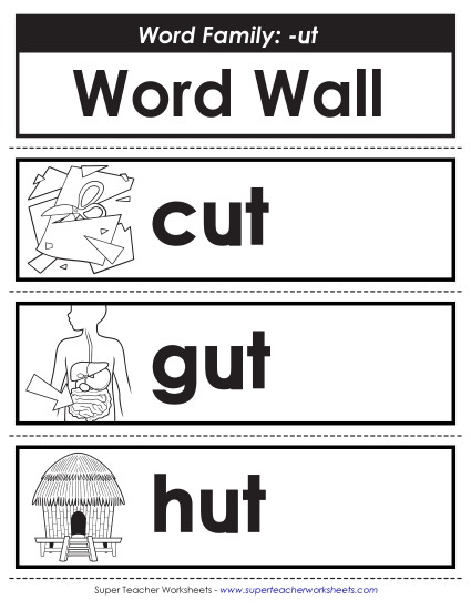 Word Wall - Word Wall: -ut Words (Printable PDF Worksheet)