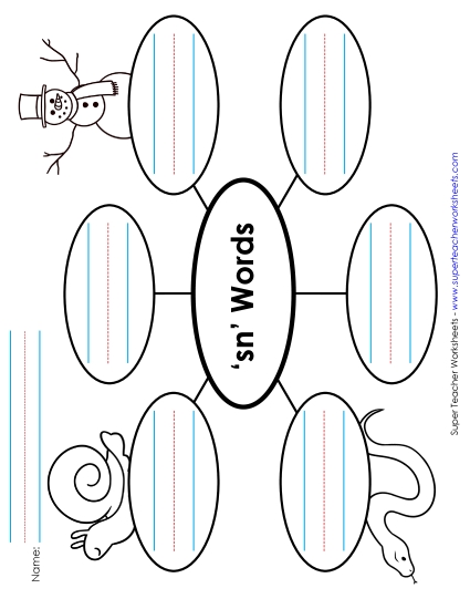 Worksheets - Word Web (Sn- Words) 