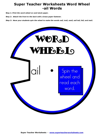 Word Slider, Flashcards, and Word Wheel - Word Wheel (-ail Words) Word Slider, Flashcards, and Word Wheel - Word Wheel (-ail Words)