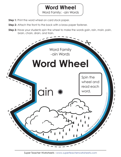 Word Slider, Flashcards, and Word Wheel - Word Wheel (-ain Words) Word Slider, Flashcards, and Word Wheel - Word Wheel (-ain Words)
