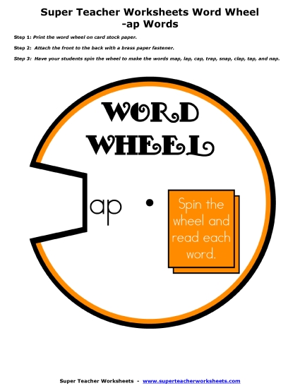 Word Slider, Flashcards, and Word Wheel - Word Wheel (-ap Words) Word Slider, Flashcards, and Word Wheel - Word Wheel (-ap Words)