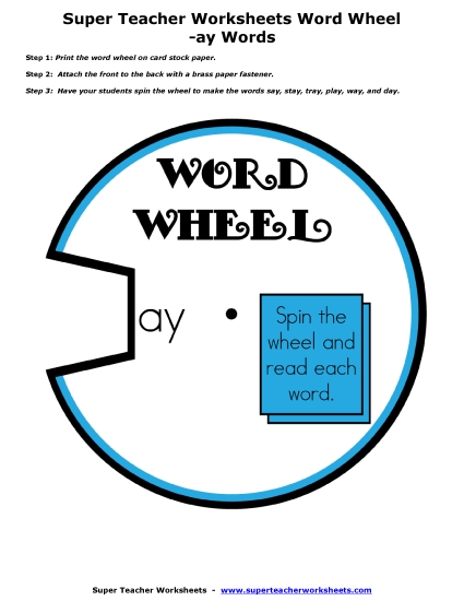 Word Slider, Flashcards, and Word Wheel - Word Wheel (-ay Words)