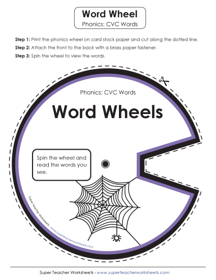 Mixed-Vowel CVC Words - Word Wheel: CVC Words (Printable PDF Worksheet)