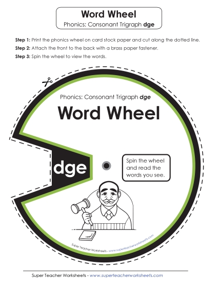 Flashcards, Sliders, and Word Wheels - Word Wheel (-dge Words)