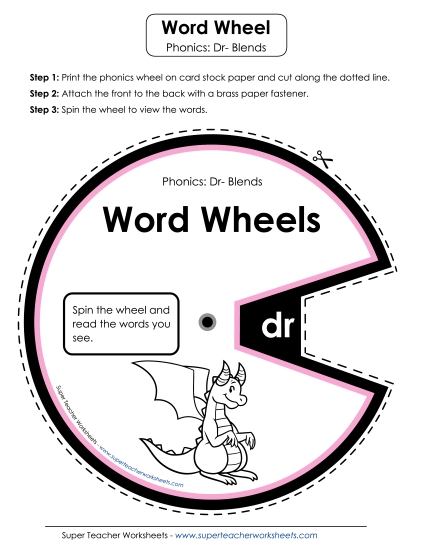 Flashcards, Sliders, and Word Wheels - Word Wheel (Dr- Blends)