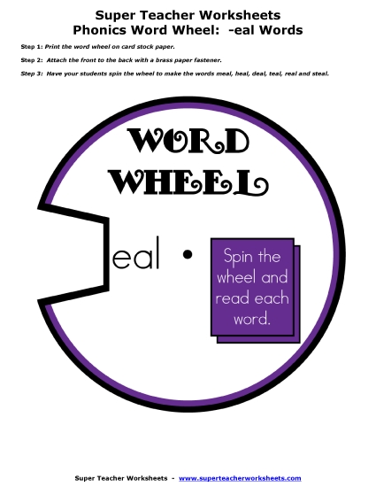 Word Slider, Flashcards, and Word Wheel - Word Wheel (-eal Words) Word Slider, Flashcards, and Word Wheel - Word Wheel (-eal Words)