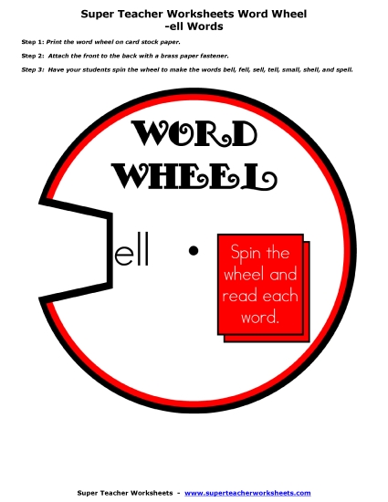 Word Slider, Flashcards, and Word Wheel - Word Wheel (-ell Words)