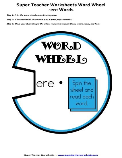 Flashcards and Word Wheel - Word Wheel (-ere Words)