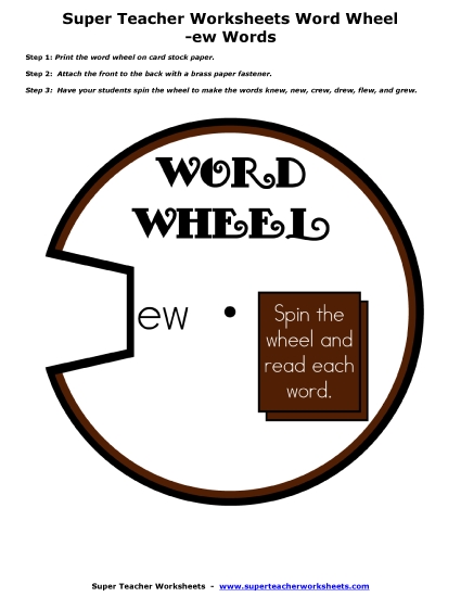 Word Slider, Flashcards, and Word Wheel - Word Wheel (-ew Words)