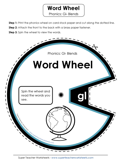 Flashcards, Sliders, and Word Wheels - Word Wheel (Gl- Blends) Flashcards, Sliders, and Word Wheels - Word Wheel (Gl- Blends)