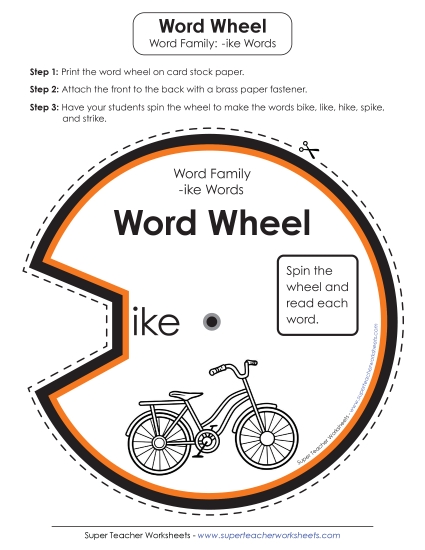 Word Slider, Flashcards, and Word Wheel - Word Wheel (-ike Words) Word Slider, Flashcards, and Word Wheel - Word Wheel (-ike Words)