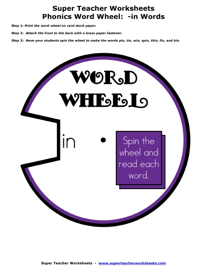 Word Slider, Flashcards, and Word Wheel - Word Wheel (-in Words)