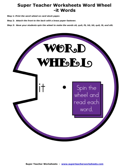 Word Slider, Flashcards, and Word Wheel - Word Wheel (-it Words)