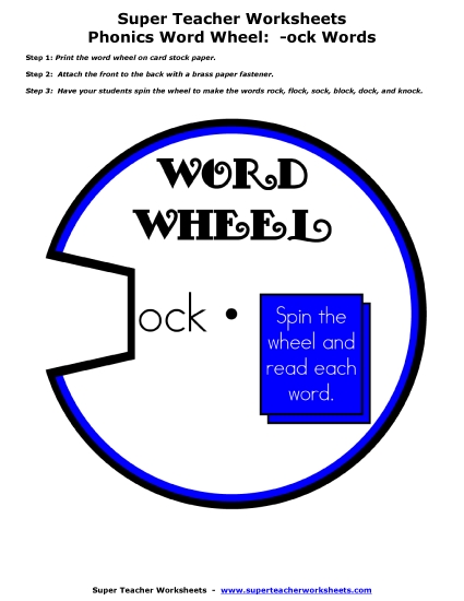Word Slider, Flashcards, and Word Wheel - Word Wheel (-ock Words) Word Slider, Flashcards, and Word Wheel - Word Wheel (-ock Words)