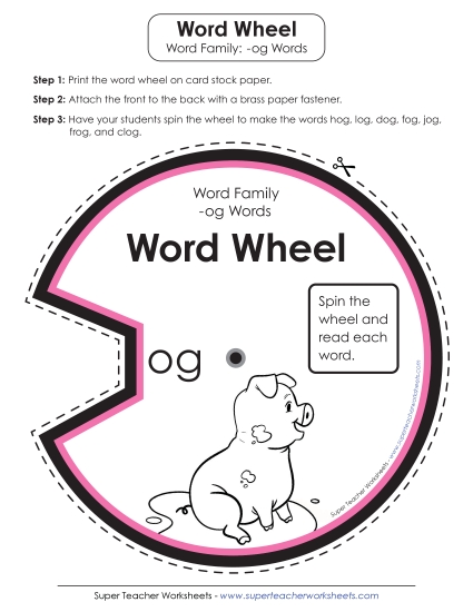 Word Slider, Flashcards, and Word Wheel - Word Wheel (-og Words)