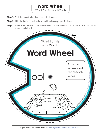 Word Slider, Flashcards, and Word Wheel - Word Wheel (-ool Words)