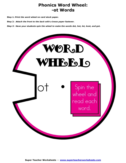 Word Slider, Flashcards, and Word Wheel - Word Wheel (-ot Words)