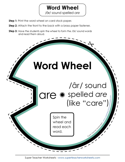 Flash Cards & Word Wheels - Word Wheel: /âr/ Spelled <i>-are</i>
