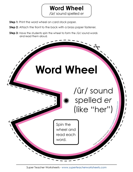 Flash Cards & Word Wheel - Word Wheel:   /ûr/ Spelled <i>er</i>