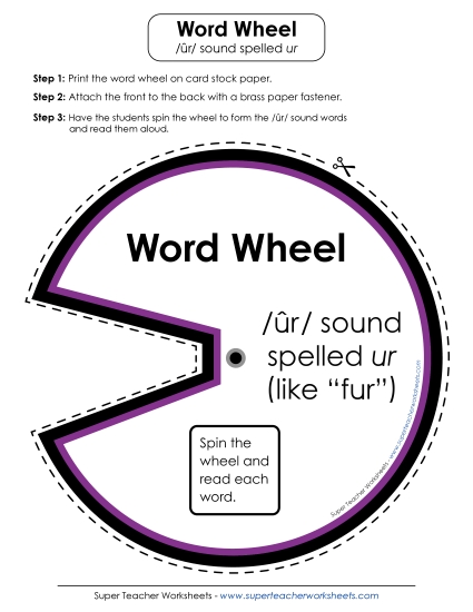 Flash Cards & Word Wheel - Word Wheel: /ûr/ Spelled <i>ur</i>