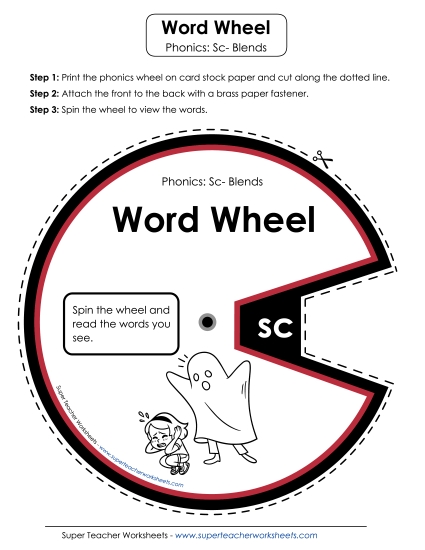 Flashcards, Sliders, and Word Wheel - Word Wheel (Sc- Blends)
