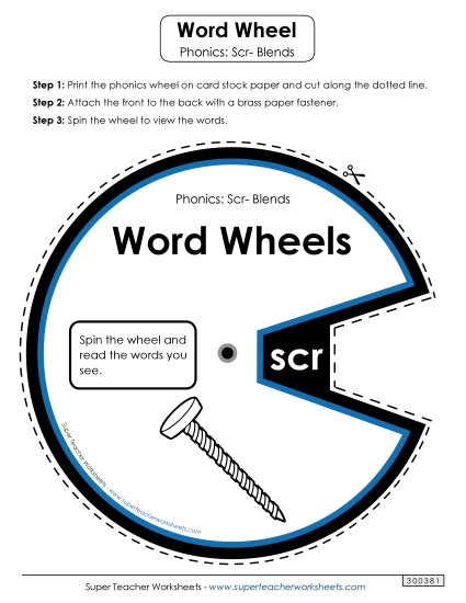 Flashcards, Sliders, and Word Wheels - Word Wheel (Scr- Words) Flashcards, Sliders, and Word Wheels - Word Wheel (Scr- Words)