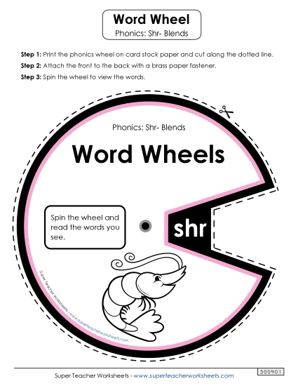 Flashcards, Sliders, and Word Wheels - Word Wheel (Shr- Words)