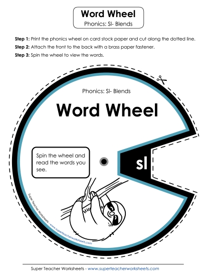 Flashcards, Slider, and Word Wheel - Word Wheel (Sl- Blends) 