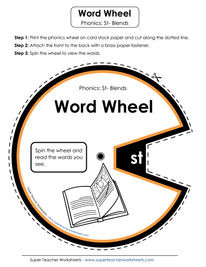 Flashcards, Slider, and Word Wheel - Word Wheel (St- Blends)