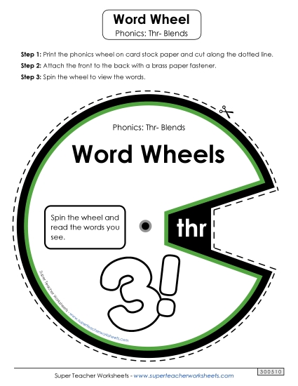 Flashcards, Sliders, and Word Wheels - Word Wheel (Thr- Words)