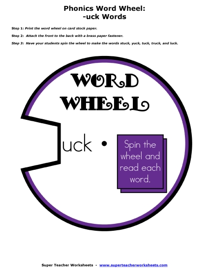 Word Slider, Flashcards, and Word Wheel - Word Wheel (-uck Words) Word Slider, Flashcards, and Word Wheel - Word Wheel (-uck Words)