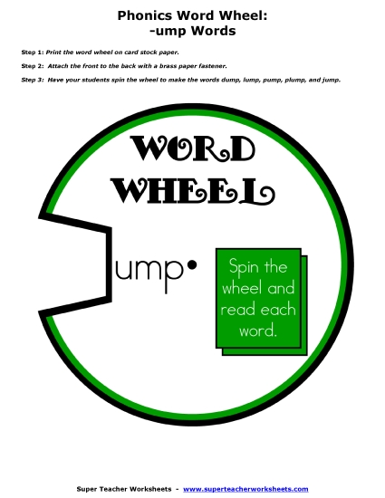 Word Slider, Flashcards, and Word Wheel - Word Wheel (-ump Words)