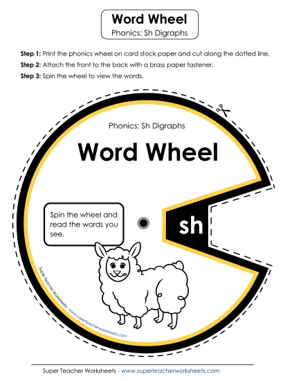 Sliders, Word Wheels, & Flashcards - Word Wheel Words That Start With Sh