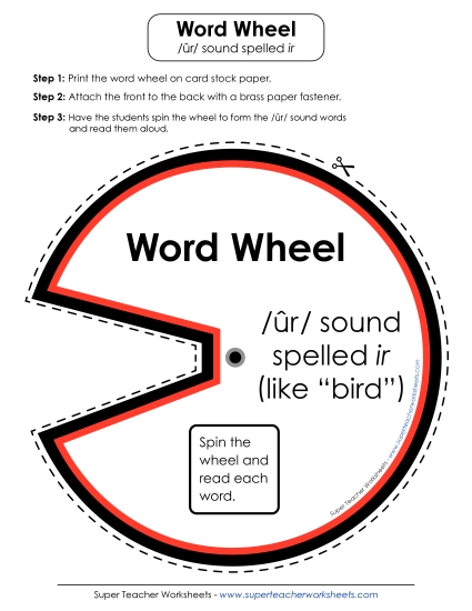 Flash Cards & Word Wheel - Word Wheel: Words with <i>ir</i>