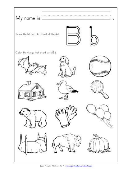 Worksheets - Words that Start with B b