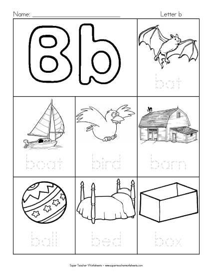 Worksheets - Words that Start with B b