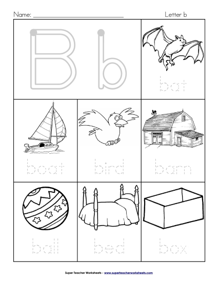 Worksheets - Words that Start with B b Worksheets - Words that Start with B b