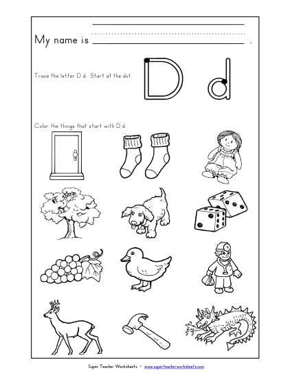 Worksheets - Words that Start with D d Worksheets - Words that Start with D d